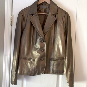Gold leather jacket. Size 18. Kate Hill